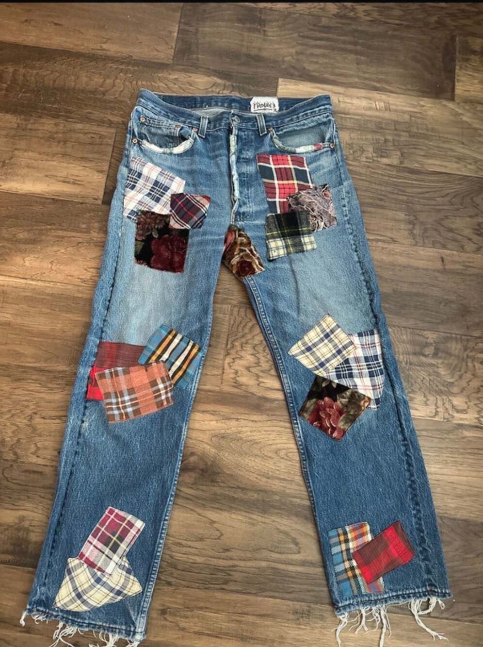 Get Into Troul3 Upcycled Levi's Patchwork Denim Jeans